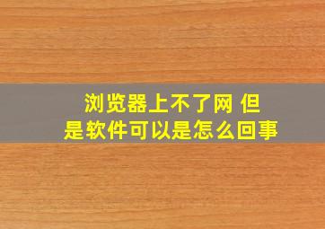 浏览器上不了网 但是软件可以是怎么回事